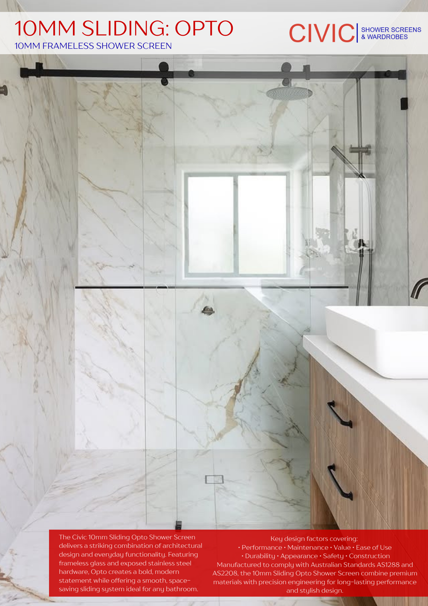 SLIDING-OPTO: 10MM FRAMELESS SHOWER SCREENS